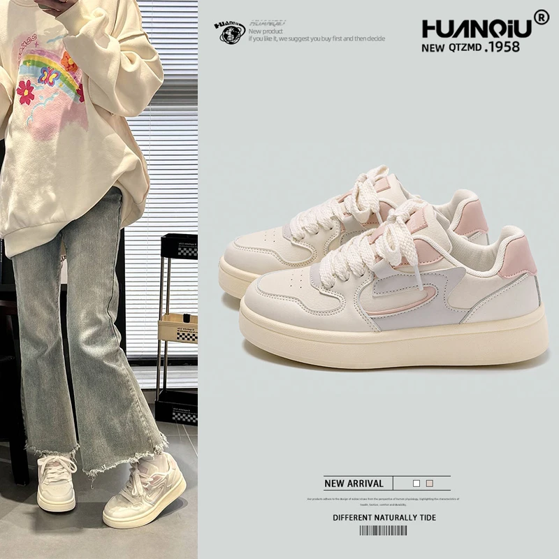 环球小白鞋女2025新款秋季女鞋百搭小众休闲板鞋厚底配裙子鞋子女