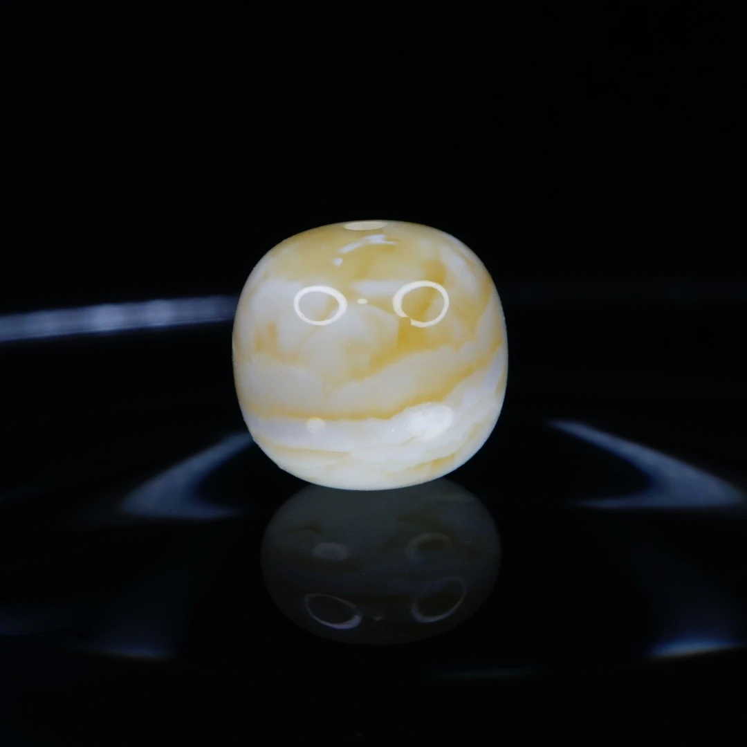10.4mm金瓷白虎皮妖花精工单珠老型  天然琥珀蜜蜡手作文玩配饰