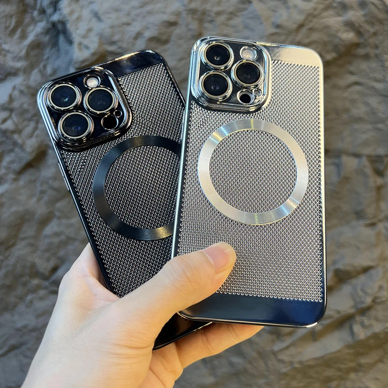 磁吸透气散热苹果14手机壳超薄iPhone13promax高档自带镜头12套11