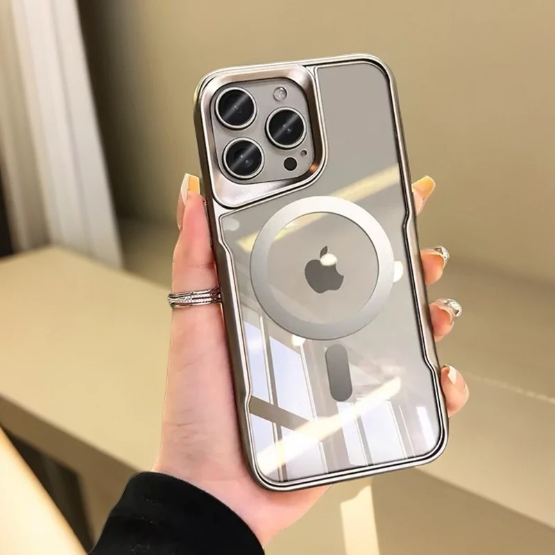适用iPhone15promax手机壳透明磁吸苹果12/13/14防摔保护套软轻薄