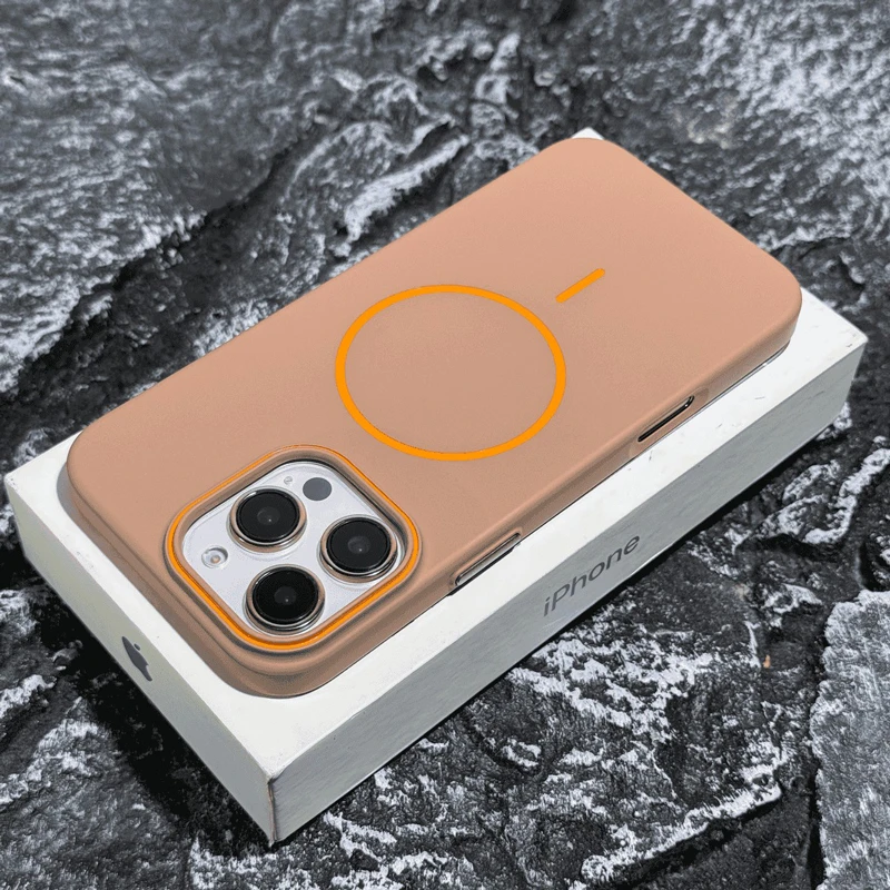 简约撞色磨砂苹果16手机壳新款适用iPhone12/13/14/15promax磁吸