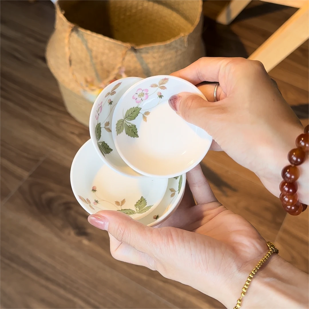Teta骨瓷草莓味碟4个（欧式家用）盘子小盘甜品杯碟骨碟