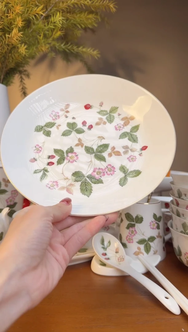 【闪购商品】高骨瓷 草莓饭菜盘两个