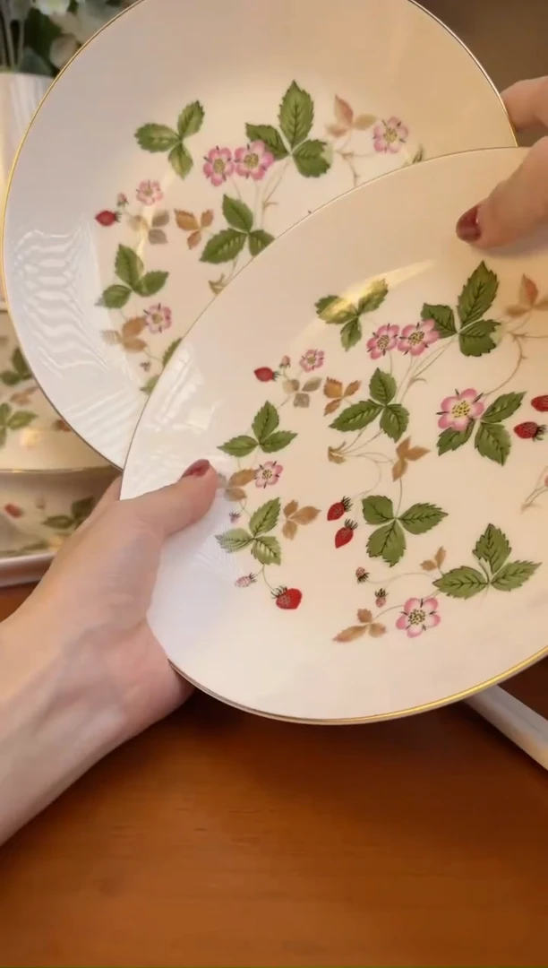 【闪购商品】高骨瓷草莓饭菜盘两个