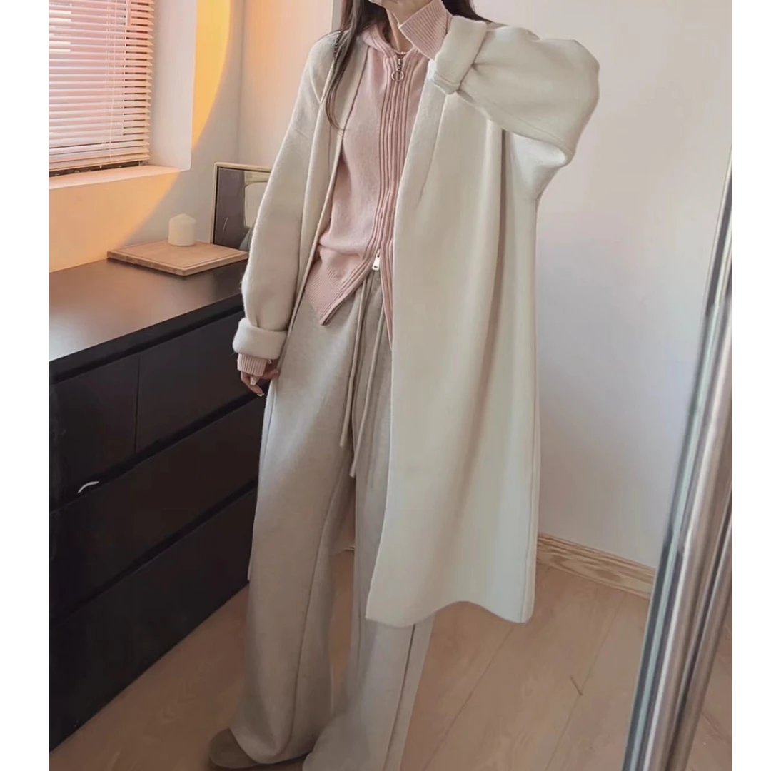 朵儿定制【暖阳】中长款毛衣开衫外套纯色慵懒风针织大衣HZ80