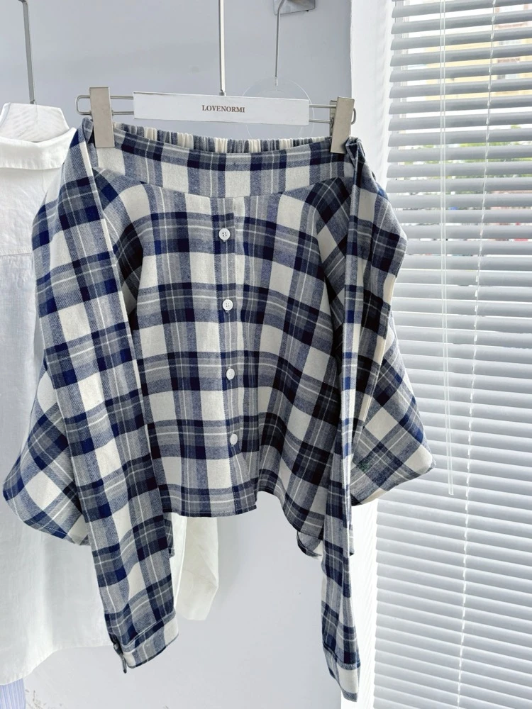 朵儿定制 【格子裙】设计感不规则辣妹半身裙系带格子短裙HR33新