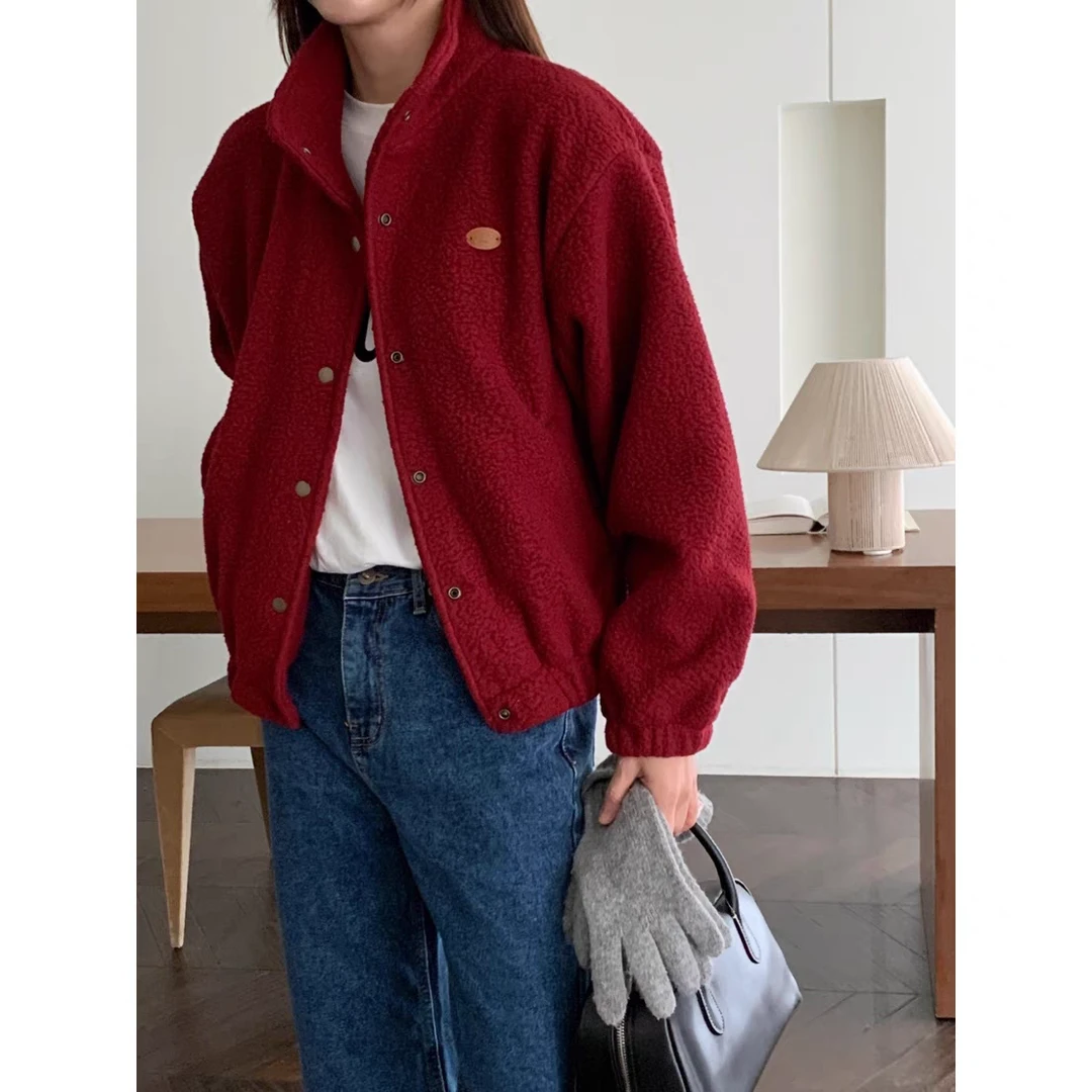 【全】朵儿定制 加绒立领圈圈毛复古休闲夹克短外套IH67