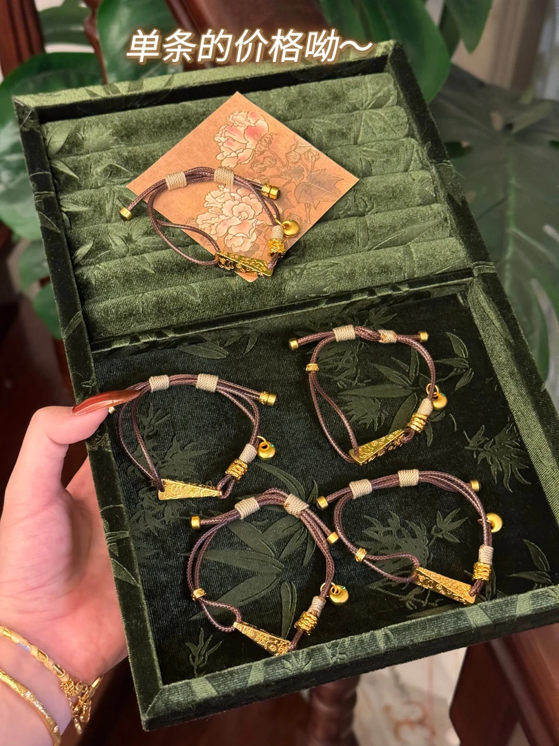 铜合金手链 奶酪块小福宝手链 纯手工可调节皮质情侣手串