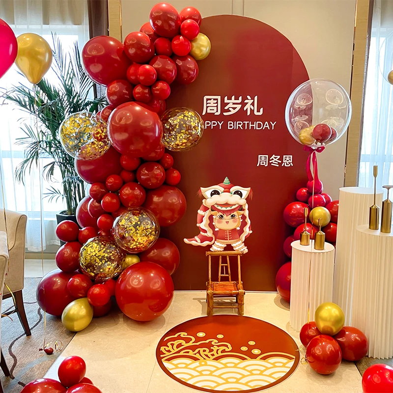 网红男牛宝宝女孩一周岁礼抓周气球生日布置装饰背景墙用品KT板