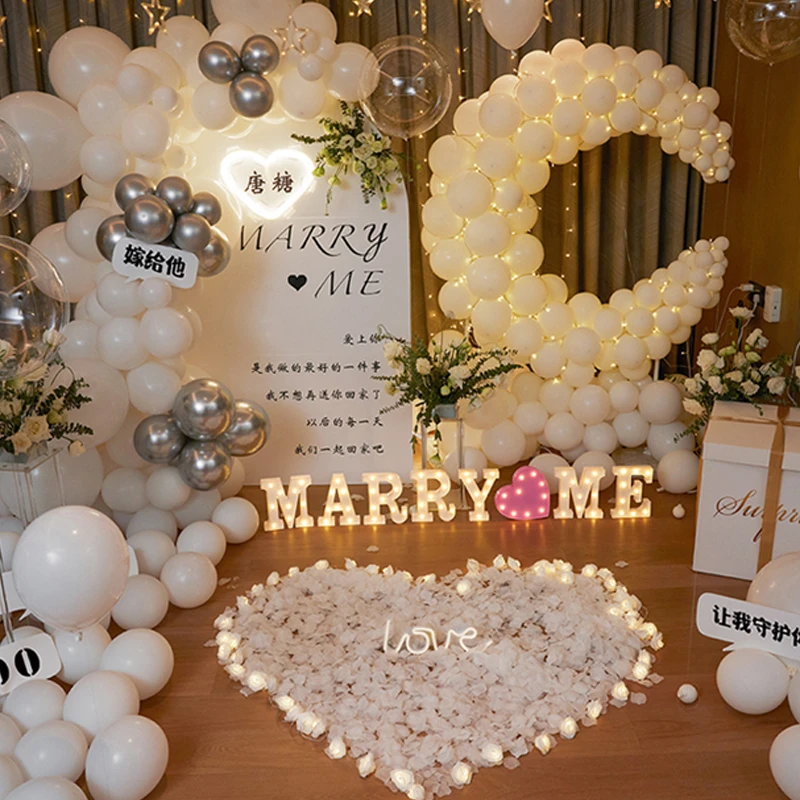 【白色恋人】求婚布置表白道具室内浪漫创意用品场景装饰气球套餐