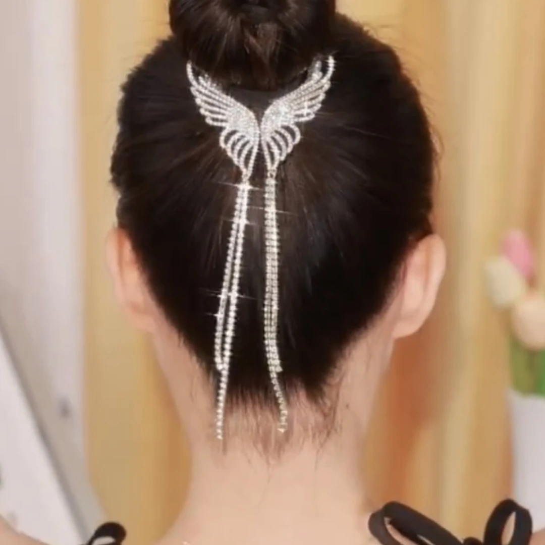 超仙蝴蝶流苏发夹女后脑勺丸子头18