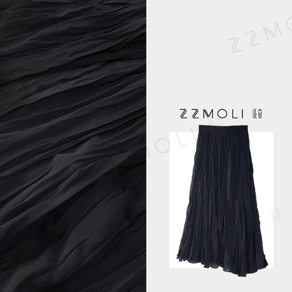 ZZMOLI“女神裙”开叉a字裙子女款黑裙穿搭不规则半身裙ZBQ92283