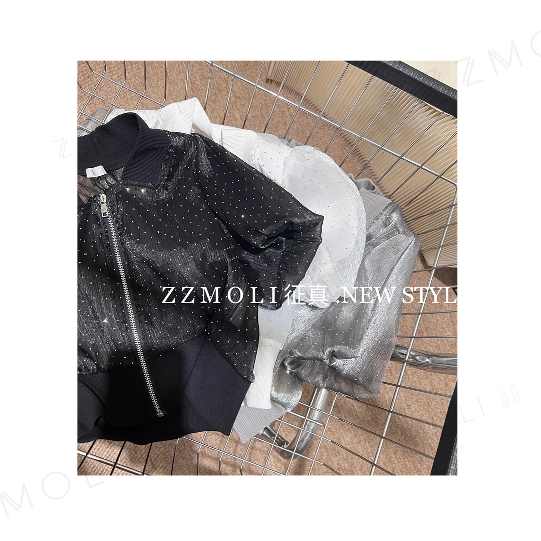 ZzMoLi 小个子重工烫钻气质衬衫女洋气百搭半袖衬衣 ZBY38237