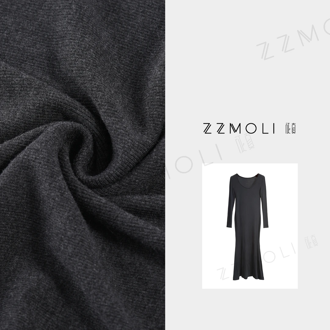 ZzMoLi征真 小个子显瘦百搭纯色简约气质连衣裙女中长款ZBY30281