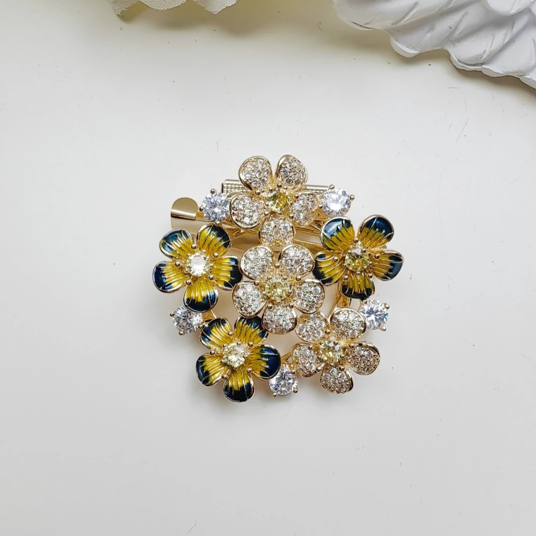 铜合金胸针 HY891花开蔷薇丝巾扣胸针