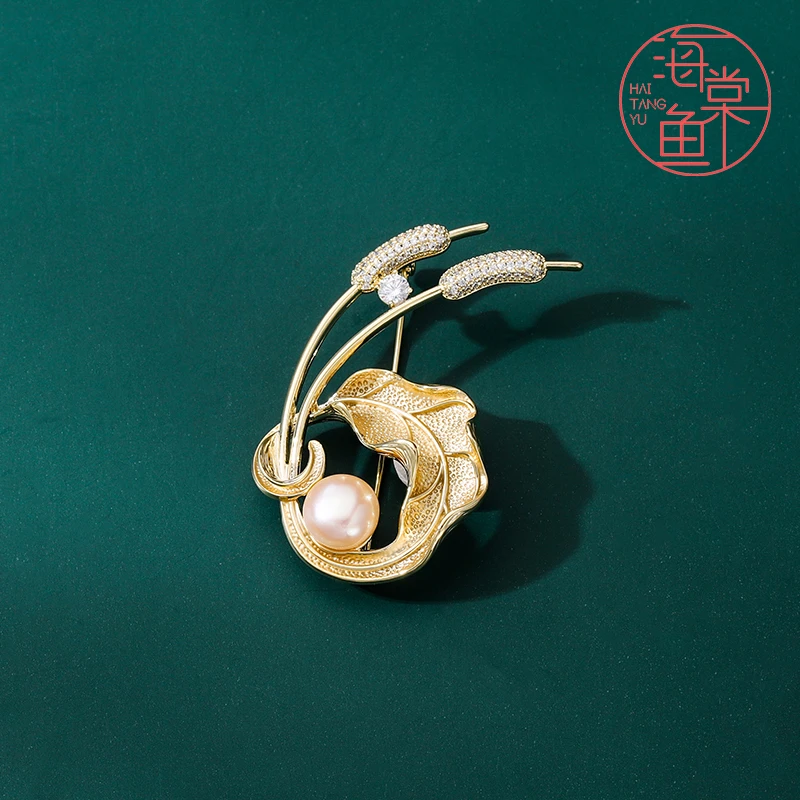 铜合金合成锆石胸针 HY412金穗穗心胸针