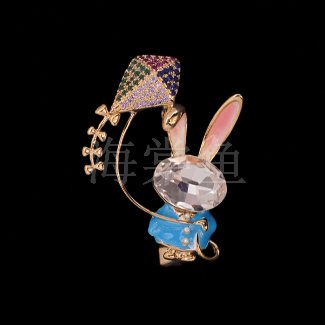 铜合金合成锆石胸针 FL889风筝兔《蓝》胸针