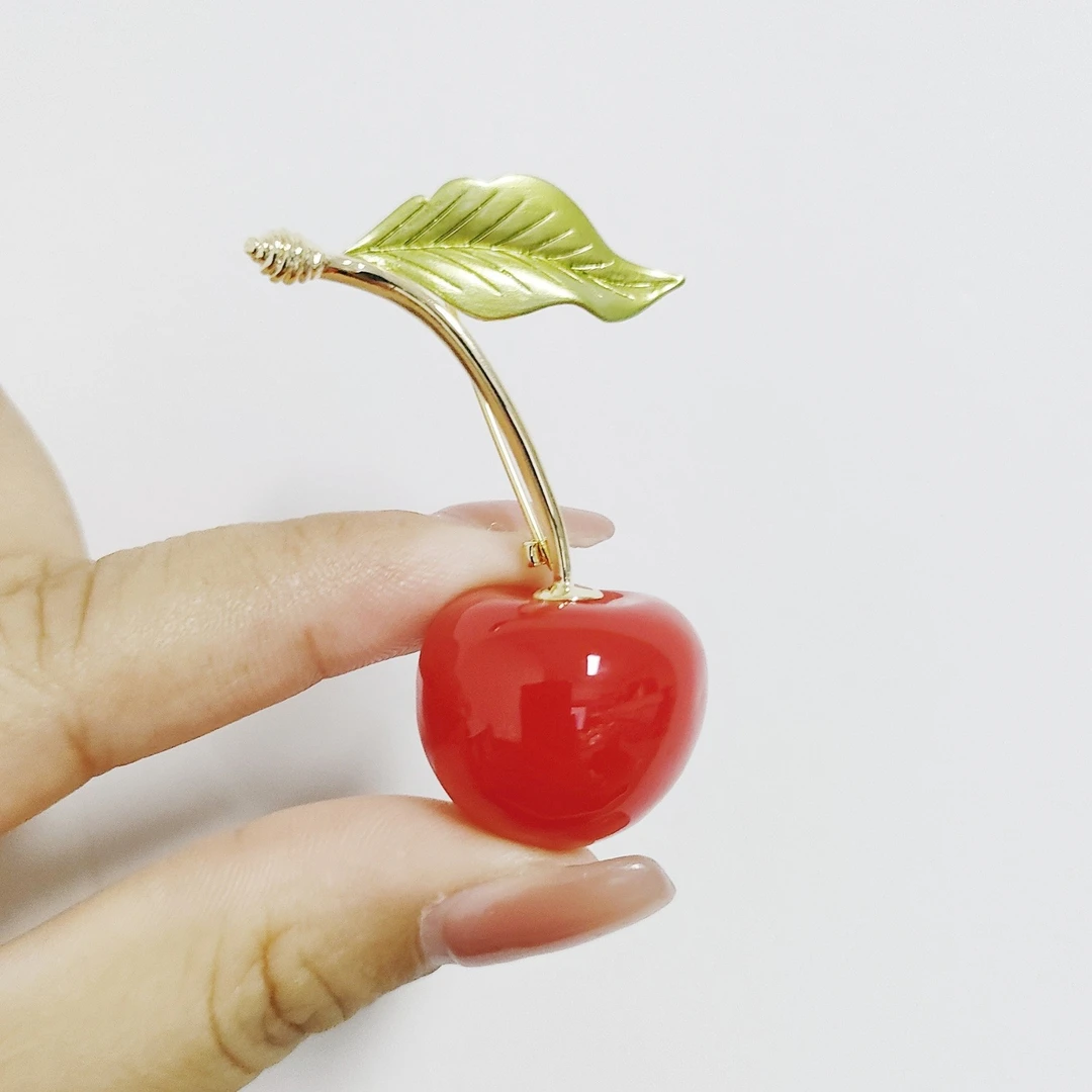 铜合金亚克力胸针 FL557鲜艳车厘子胸针