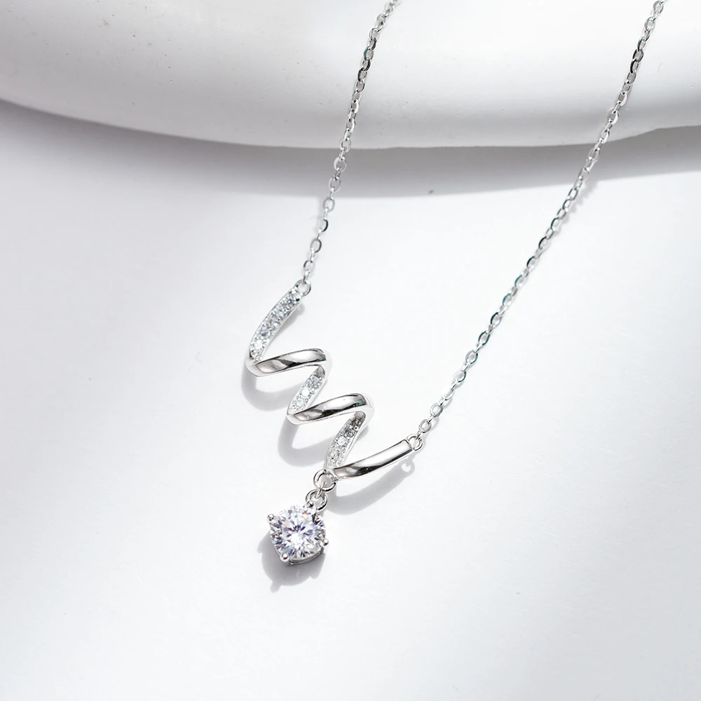 坠链均925银莫桑石 YS853【莫桑】50分白色心电图项链