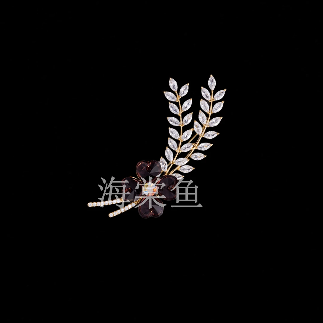 铜合金仿水晶胸针 时尚气质百搭紫色【施】麦穗胸针3445