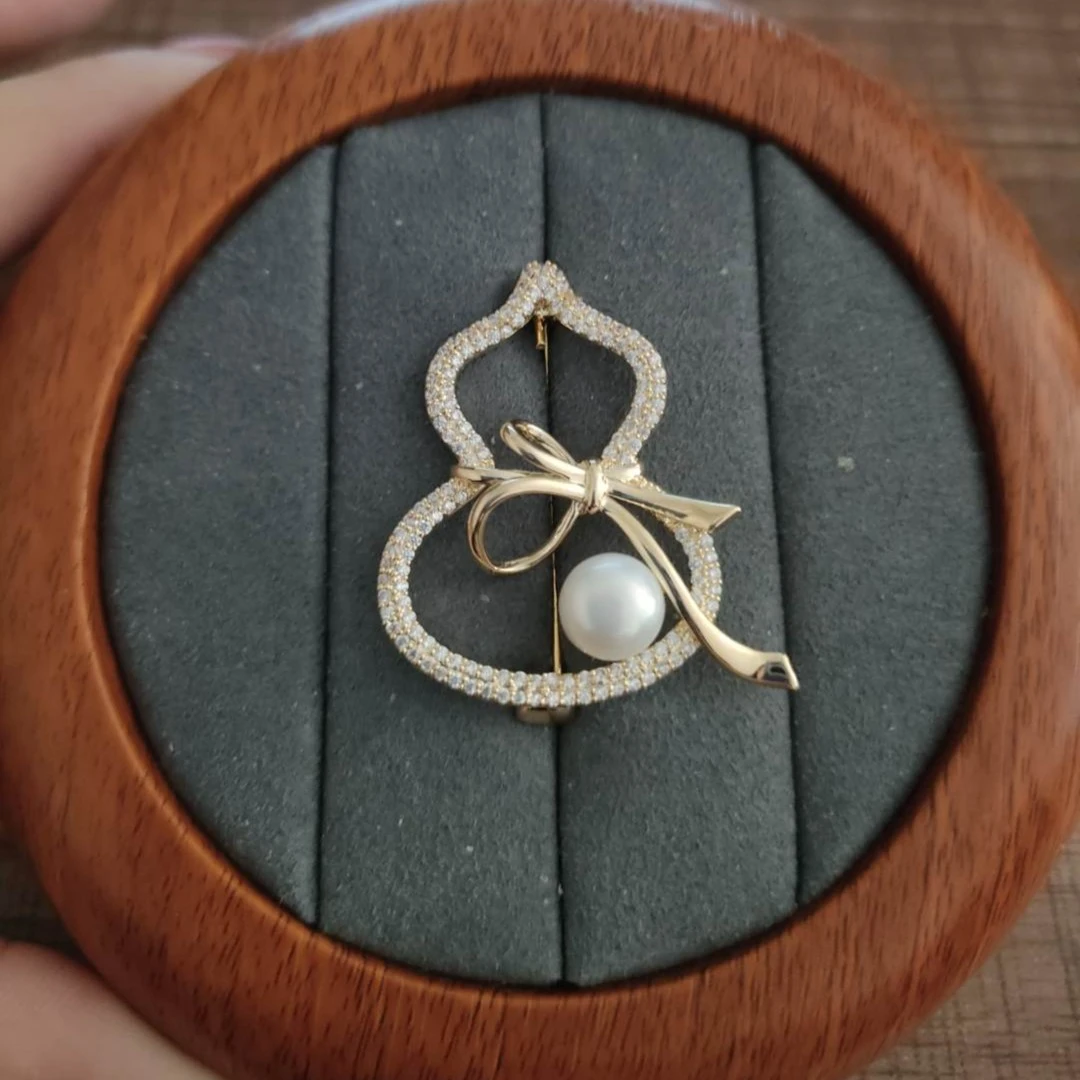 铜合金合成锆石胸针 FL283福禄葫芦胸针