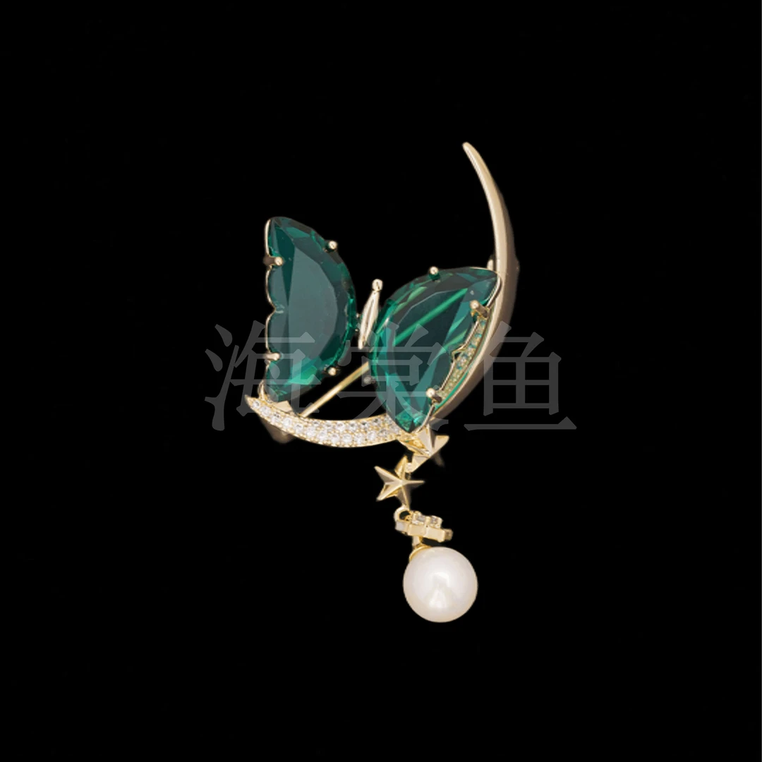 铜合金仿水晶胸针 FL474星月蝴蝶《绿》胸针