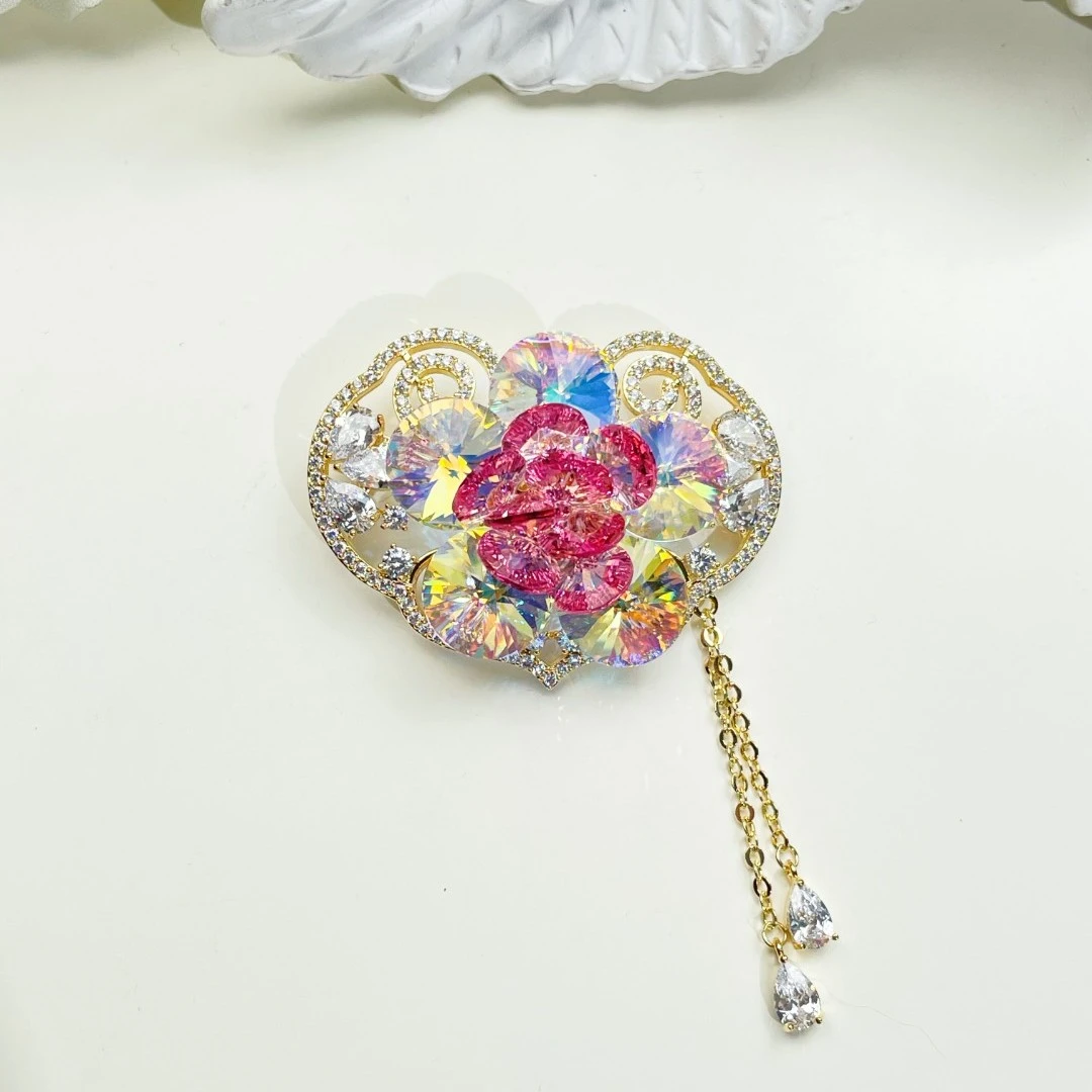 铜合金胸针 GD587【施华洛】如意元宝《粉》胸针