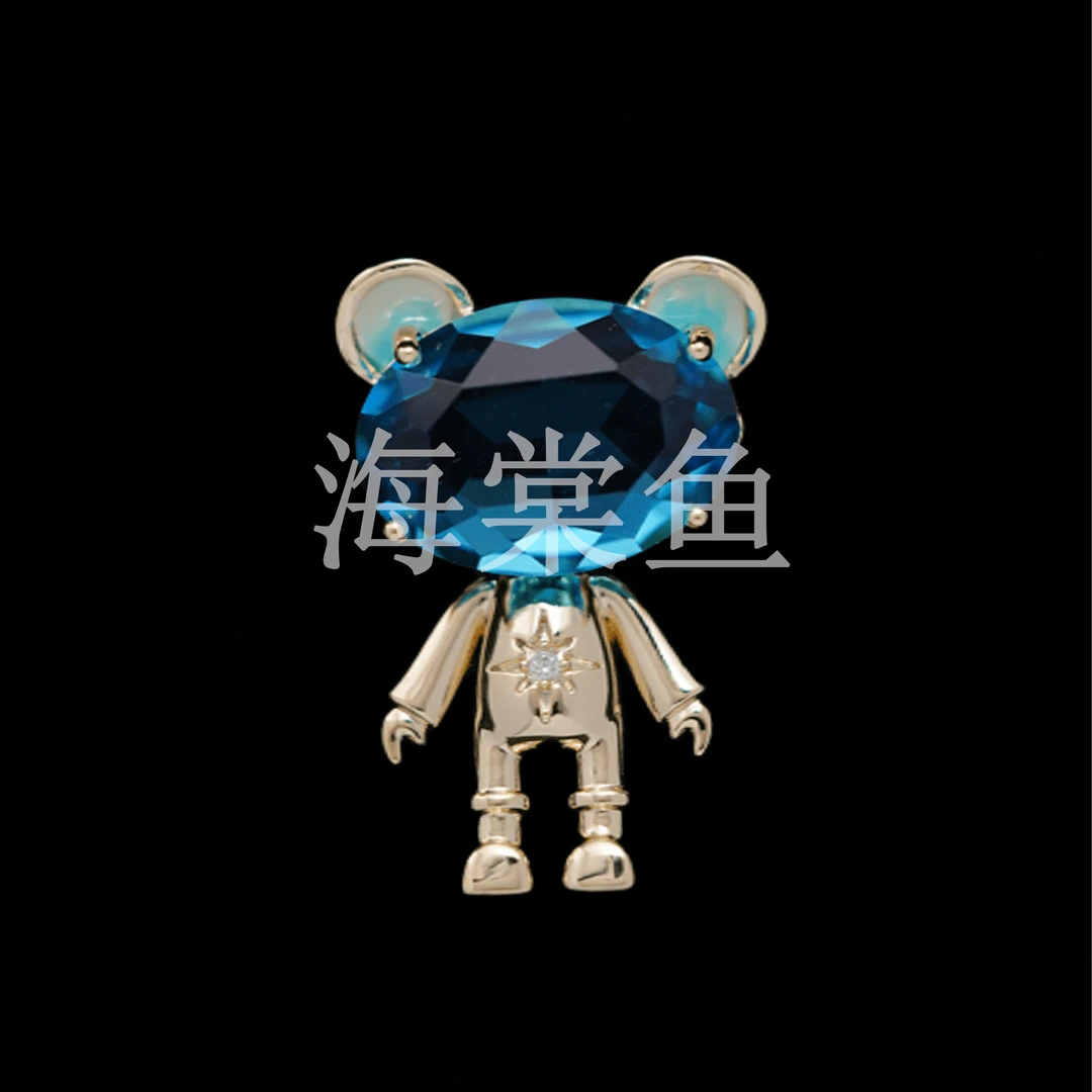 铜合金仿水晶胸针 FL438可爱蓝熊胸针