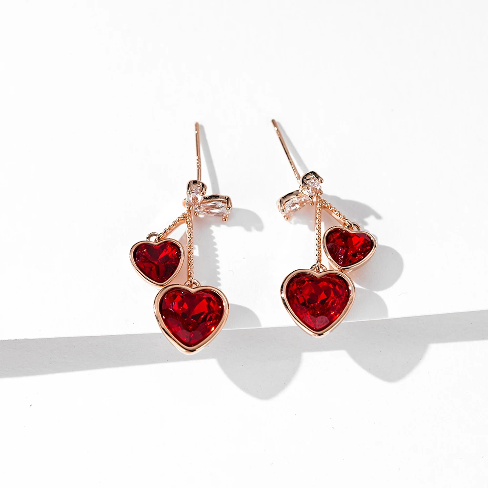 铜合金仿水晶耳饰 EH1204【施华洛】红樱桃耳钉