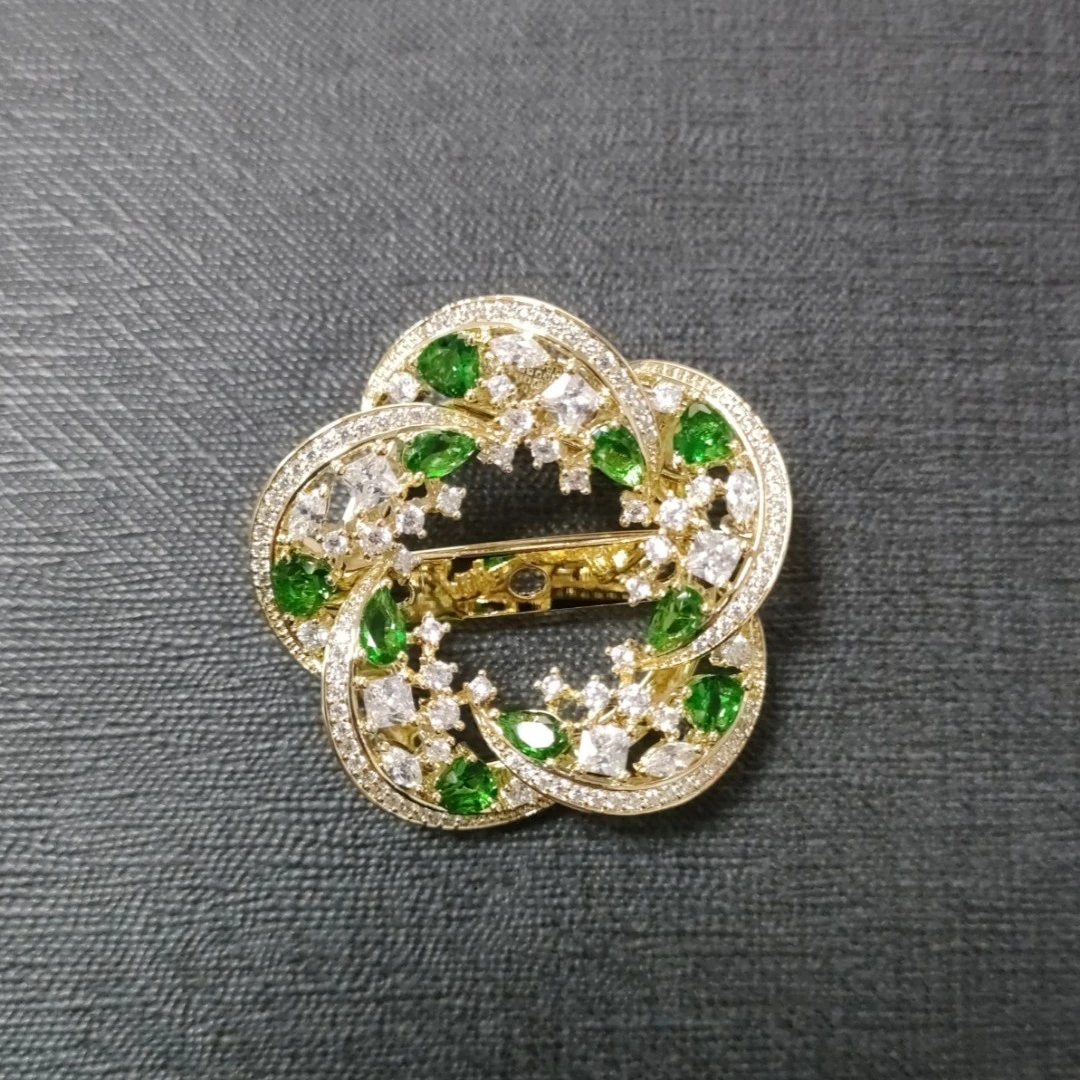 铜合金合成锆石胸针 HY963春色撩人丝巾扣胸针