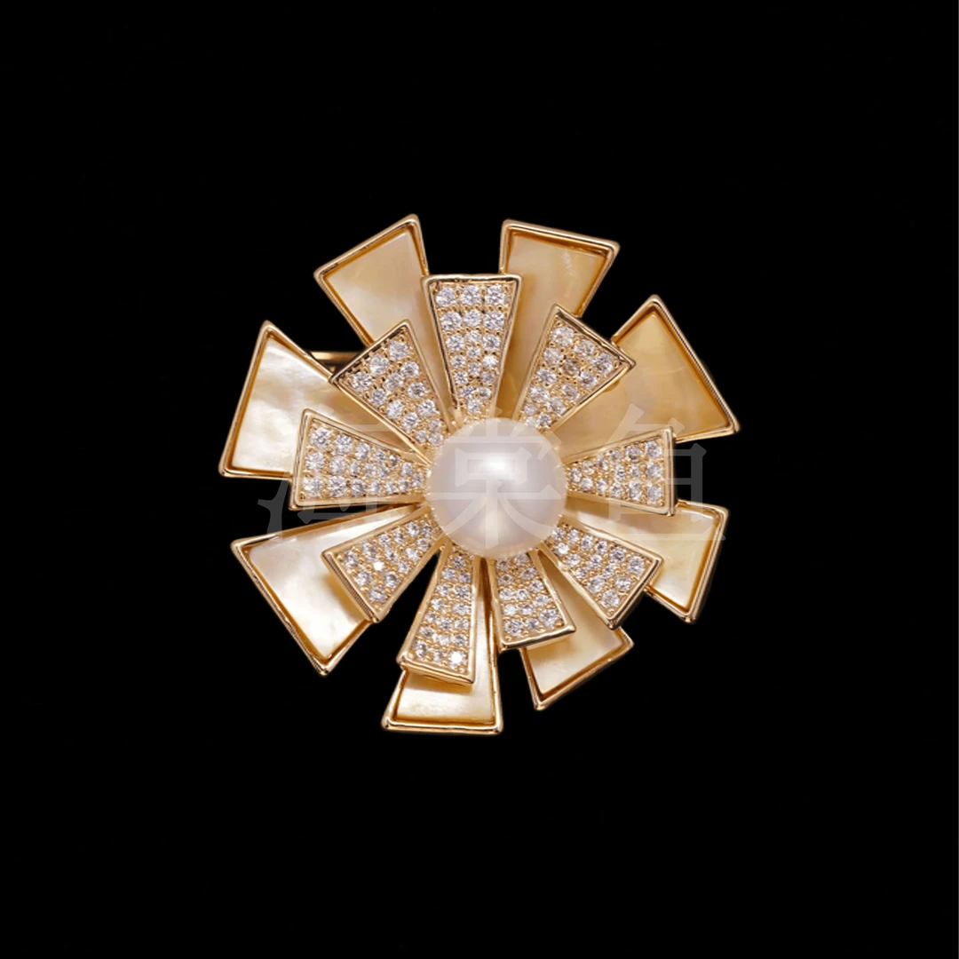 铜合金贝壳胸针 HY1202金贝蒲公英胸针