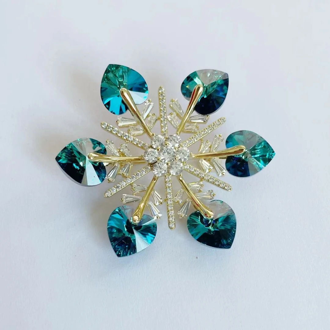 铜合金仿水晶胸针 HY969【施华洛】蓝冰皇后胸针