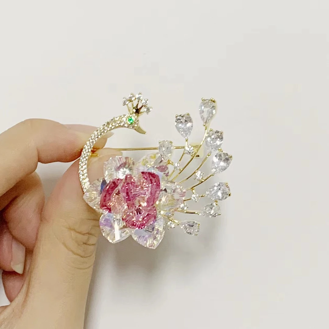 铜合金仿水晶胸针 GD282【施华洛】锦绣之雀胸针