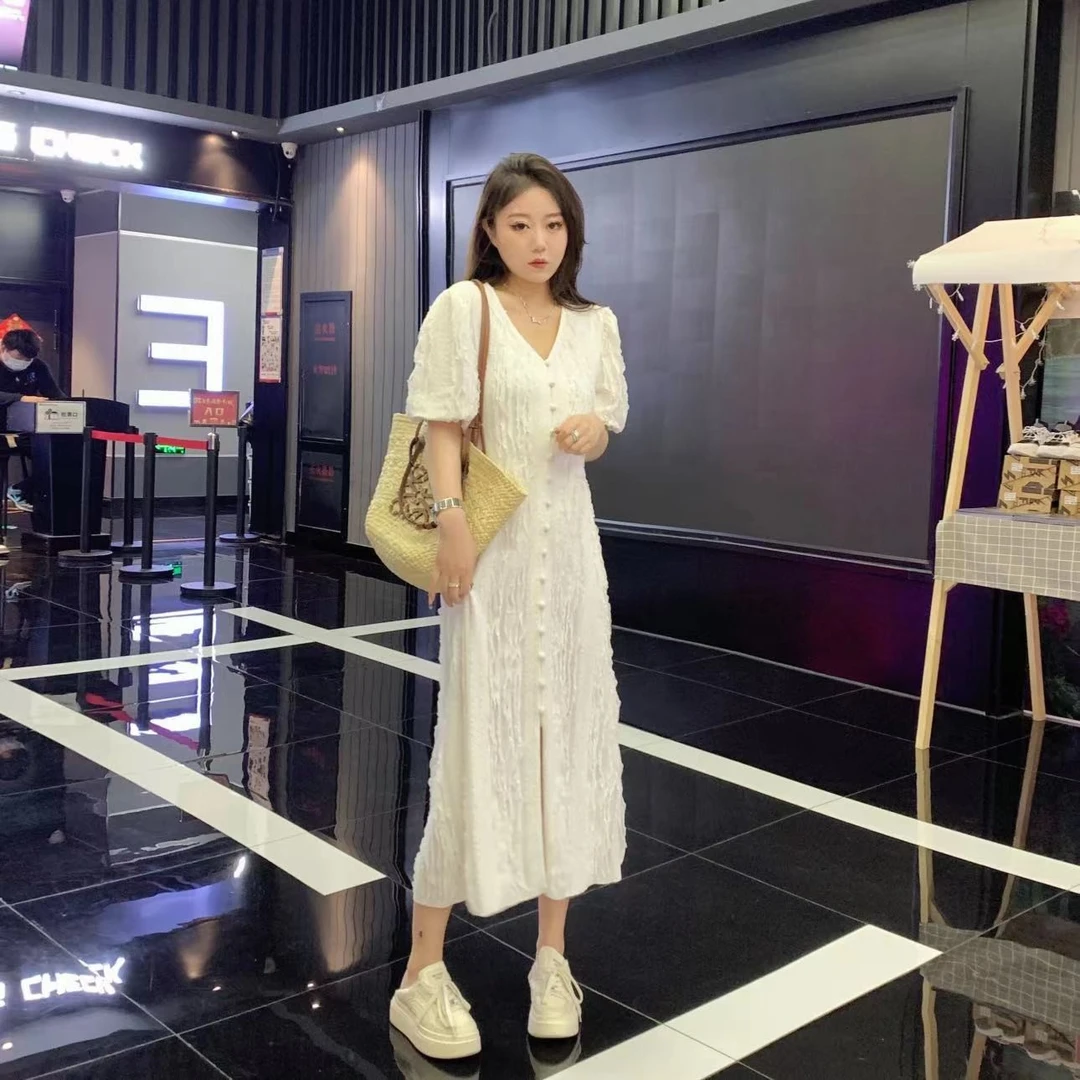 【琪琪推荐】大码女装新款镂空提花气质小众设计感连衣裙D1966QQ