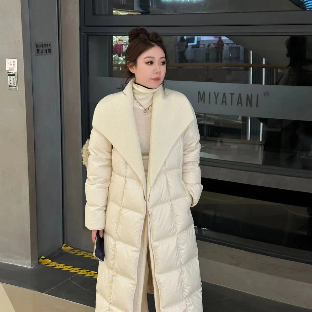 【琪琪推荐】大码女装法式翻领气质长款高级感收腰羽绒服C32806QTQ