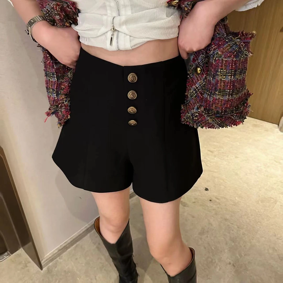 【琪琪推荐】大码女装显瘦单排扣高腰新款不挑人西装短裤P52068QQ