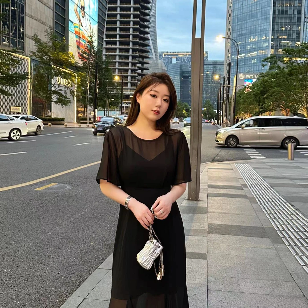 【琪琪推荐】大码女装气质高级感轻奢显瘦长款连衣裙D11512QQ