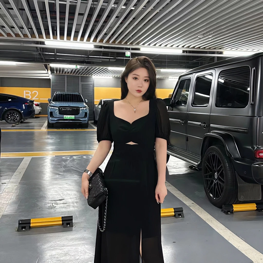 【琪琪推荐】大码女装轻熟风高级感扭结长款连衣裙D11459QL