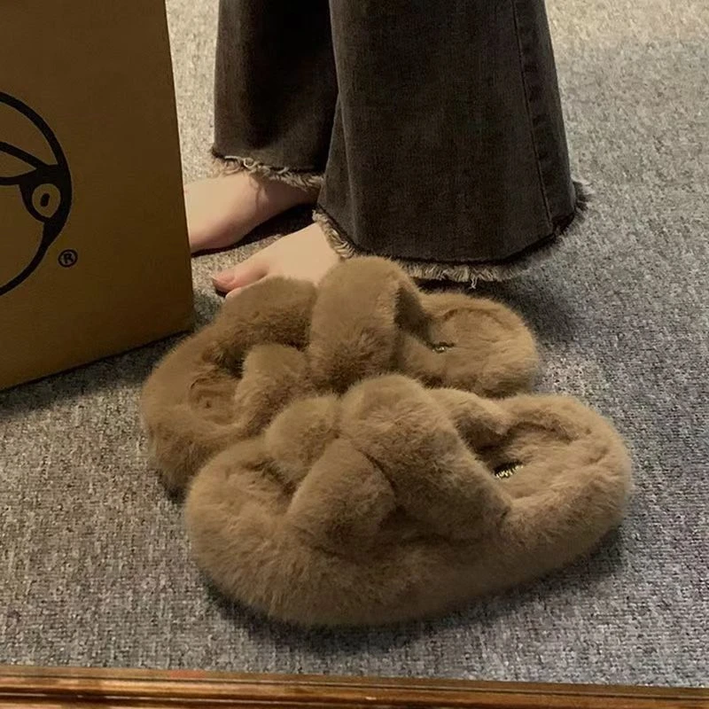 网红拖鞋女外穿2025秋冬新款超火百搭时尚厚底洋气毛毛拖室内居家