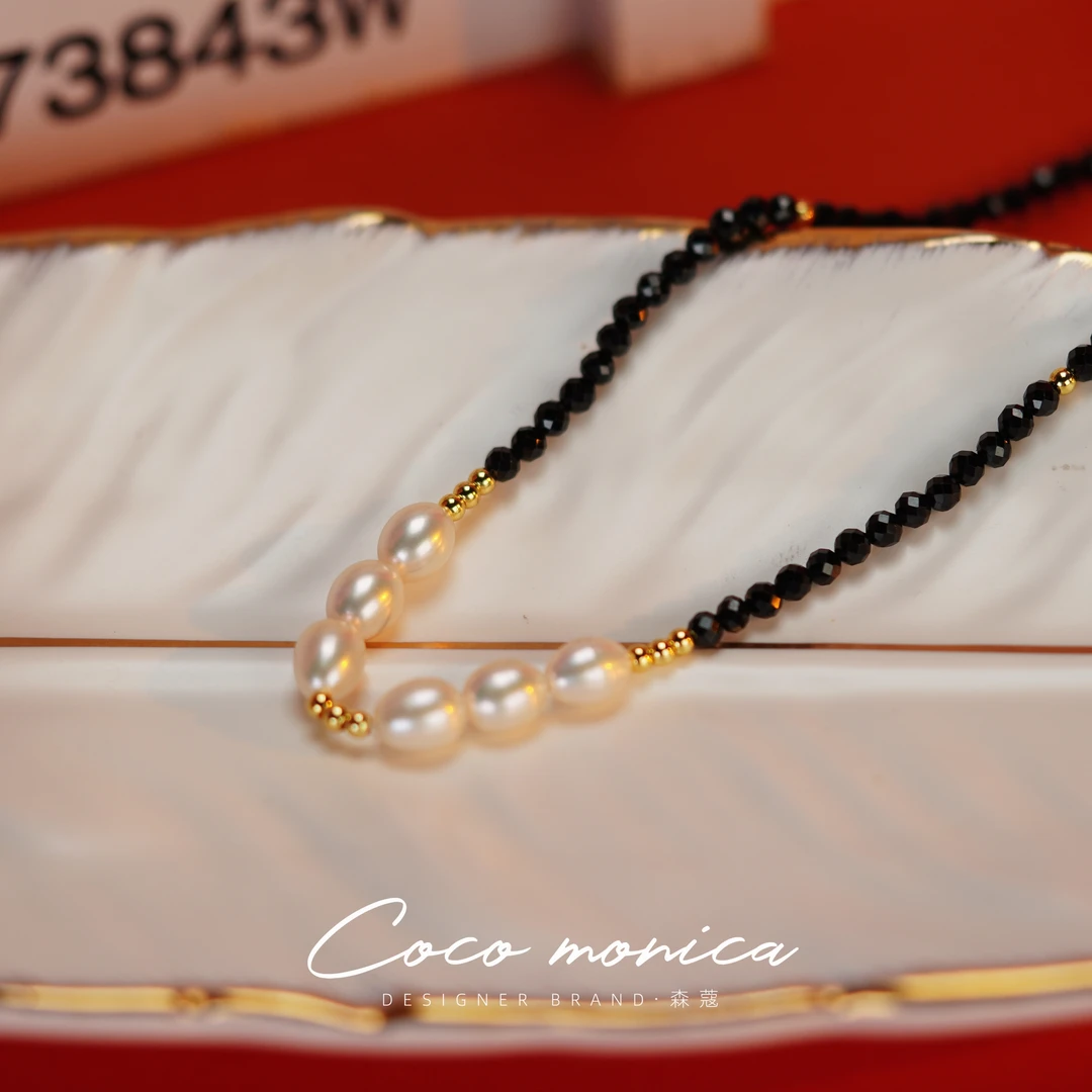 黑晶 天然淡水珍珠手工气质白色时尚百搭复古WA347