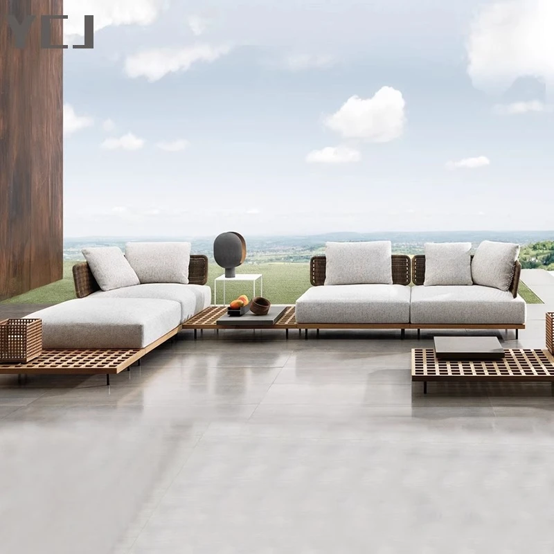 户外藤椅编庭院组合室外露天阳台露台防晒防水柚木实木沙发