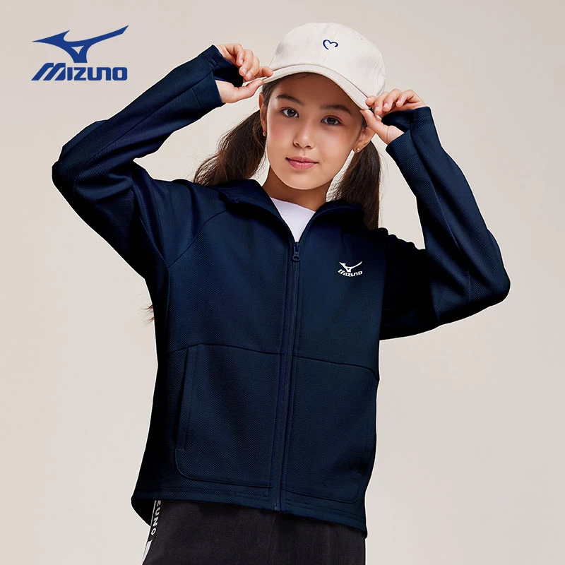 美津浓春秋运动户外男女童梭织外套防风透气连帽长袖JK24330082