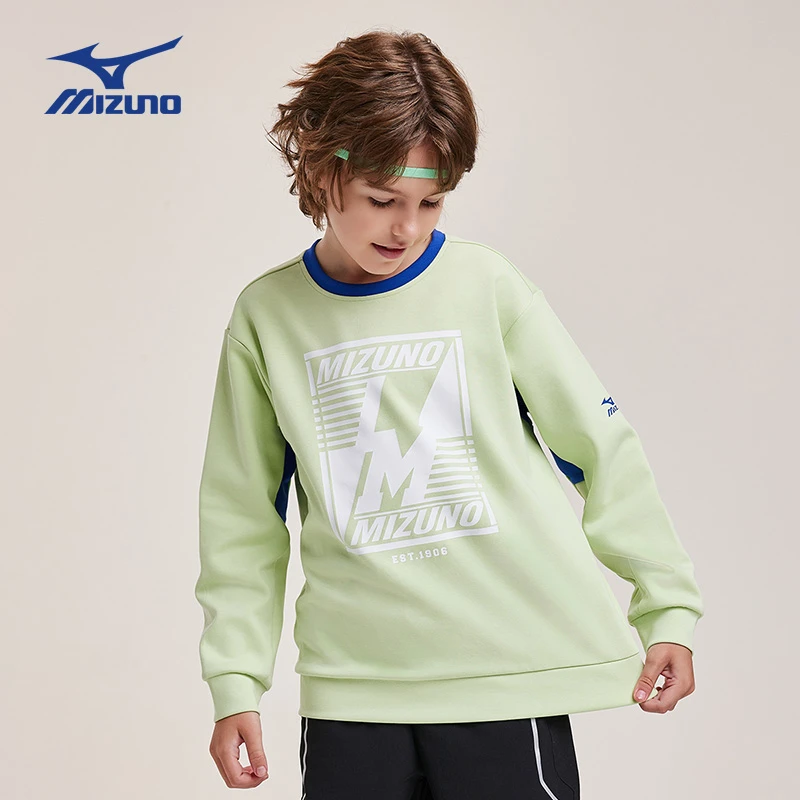 美津浓儿童春秋男女童圆领拼接色卫衣时尚休闲长袖WY24430179