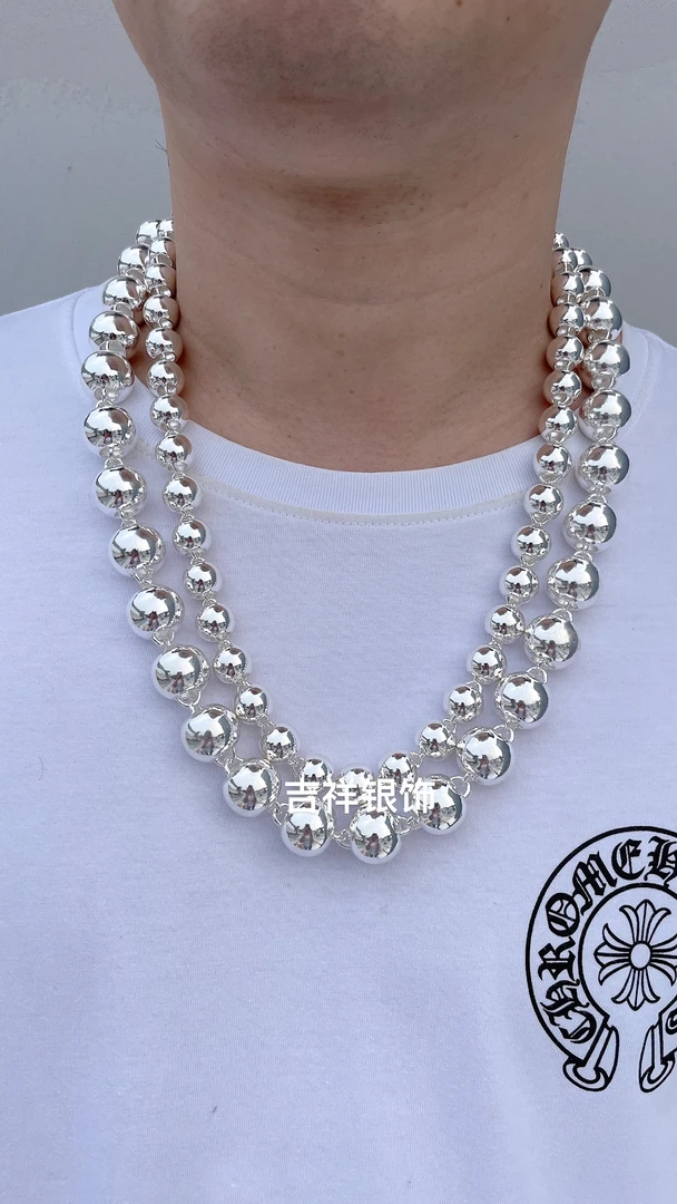 链子足银 足银990光珠项链时尚霸气