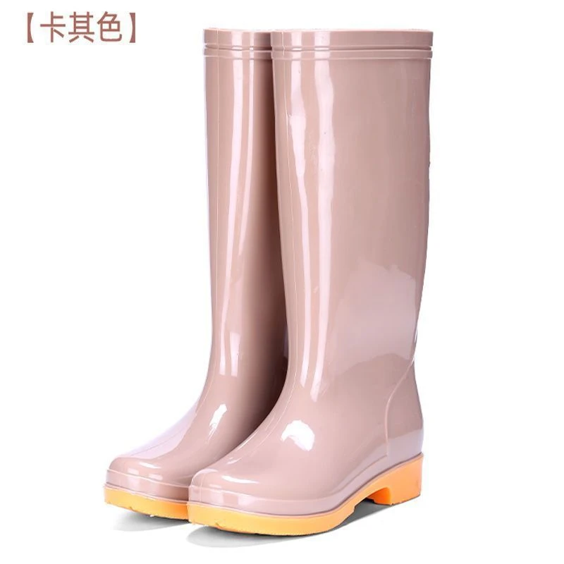 高筒雨鞋女士时尚外穿防滑防水厚底胶鞋赶海成人长款加绒软底雨靴