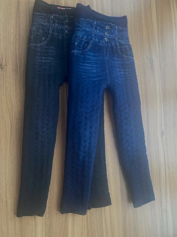 冬季必备保暖手工棉花棉裤超高腰仿牛仔显瘦修身棉裤