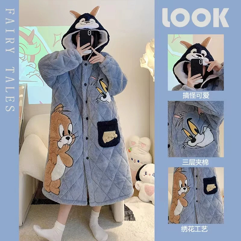 7珊瑚绒睡衣女士秋冬季加绒保暖冬天法兰绒家居服套装