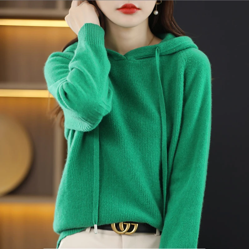 【赠运费险】针织连帽衫女宽松时尚卫衣毛衣打底衫