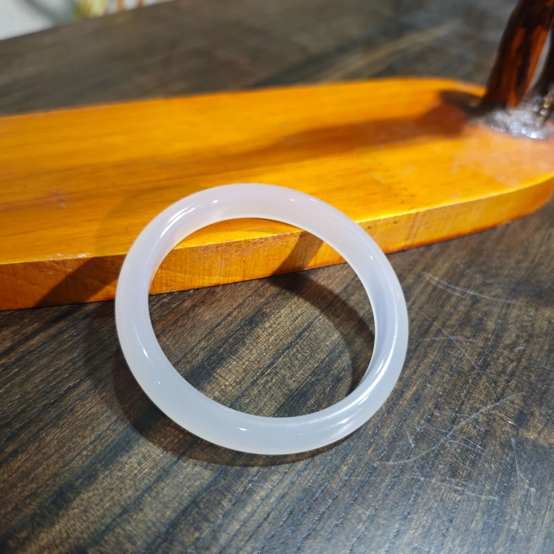 马料玉髓白月光细版手镯条宽8-9 KT24082818