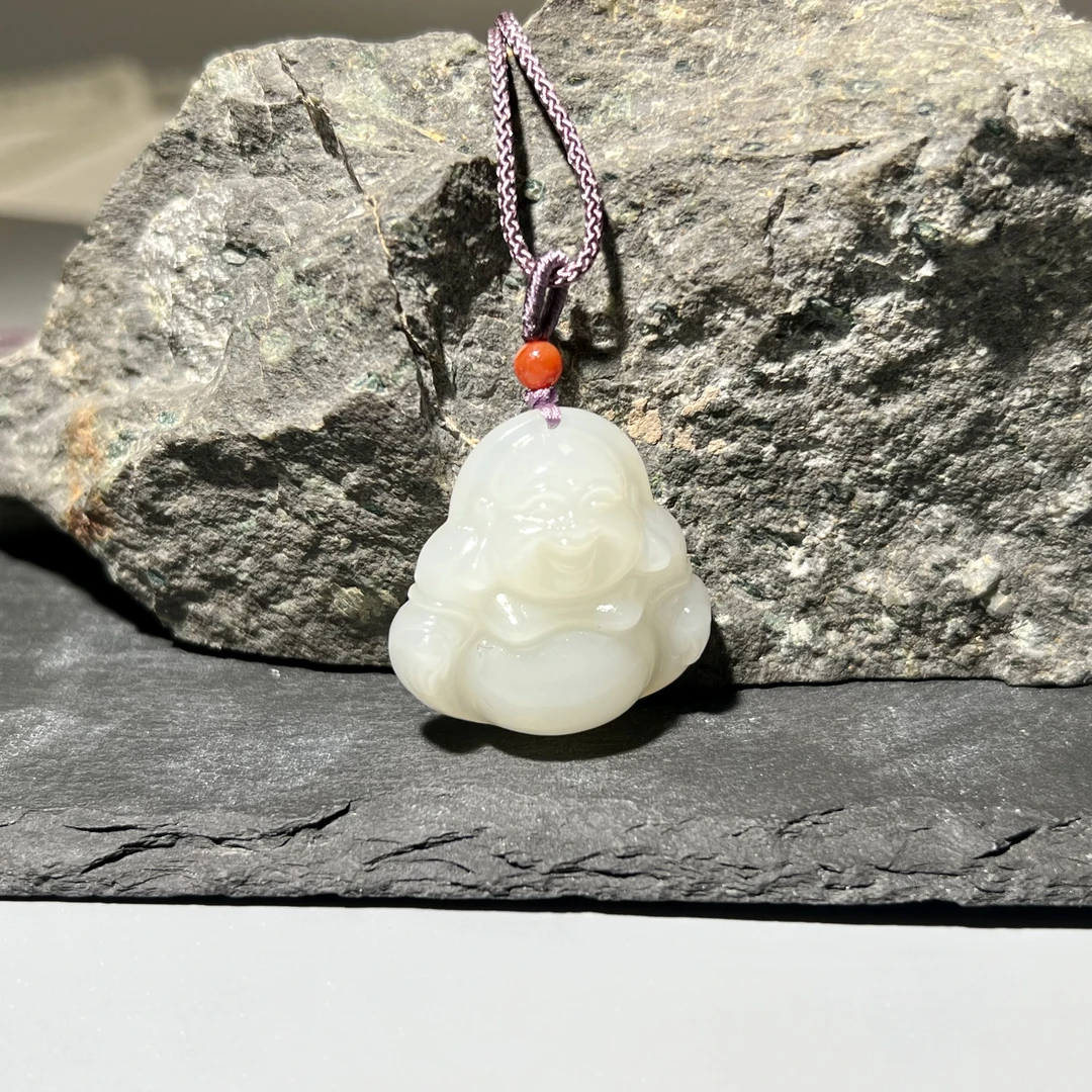 【大猫珠宝】冰底白玉和田玉佛公吊坠 KT24072914